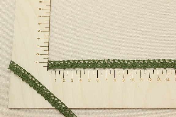 Кружево цв.т.хаки, ш.12мм, хлопок-90%, п/э-10%