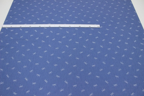 Джинсовая ткань "Стрекозки на светлой джинсе", ш.1.45м, хл-85%, п/э-15%, 135гр/м.кв