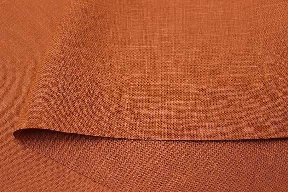 Лен костюмный цв.Оранжевый терракот-2, ш.1.5м, лен-100%, 190гр/м.кв