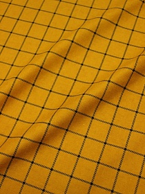 Мерный лоскут - Теплый хлопок "Клетка-штрих на горчично-оранжевом", ш.1.50м, хлопок-100%, 160гр/м.кв