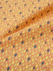 Вафельное полотно "Разноцветная капель на оранжевом", СОРТ2, ш.1.5м, хлопок-100%, 150гр/м.кв