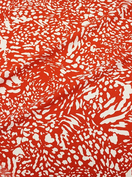Штапель "Ирбис" цв.оранжево-красный, ш.1.4м, вискоза-100%, 100гр/м.кв