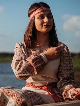 Платье русский стиль из полульна "Макошь"