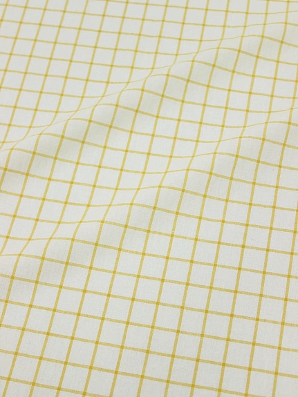 Вареный (стираный) хлопок "Желтая клетка (1.7*1.7см) на молочном", ш.2.5м, хл-100%, 115гр/м.кв