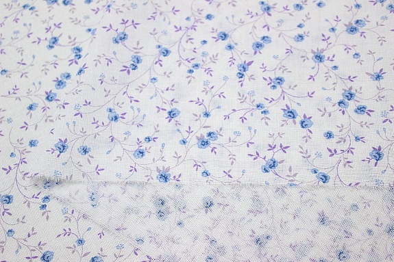 Ситец "Даниэла (голубые цветы)", ш.1.5м, хлопок-100%, 94гр/м.кв