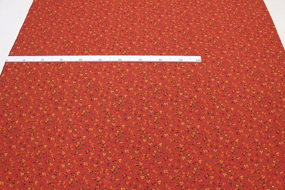 Мерный лоскут - Штапель Премиум "Цветочная грация" цв.красный терракот, ш.1.45м, вис.-100%, 120