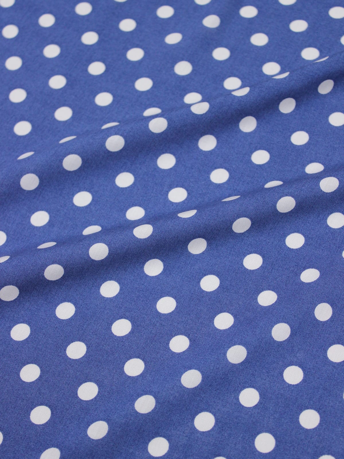 Штапель "Белый горох (9мм)" цв.винтажно-синий, СОРТ2, ш.1.42м, вискоза-100%, 90гр/м.кв