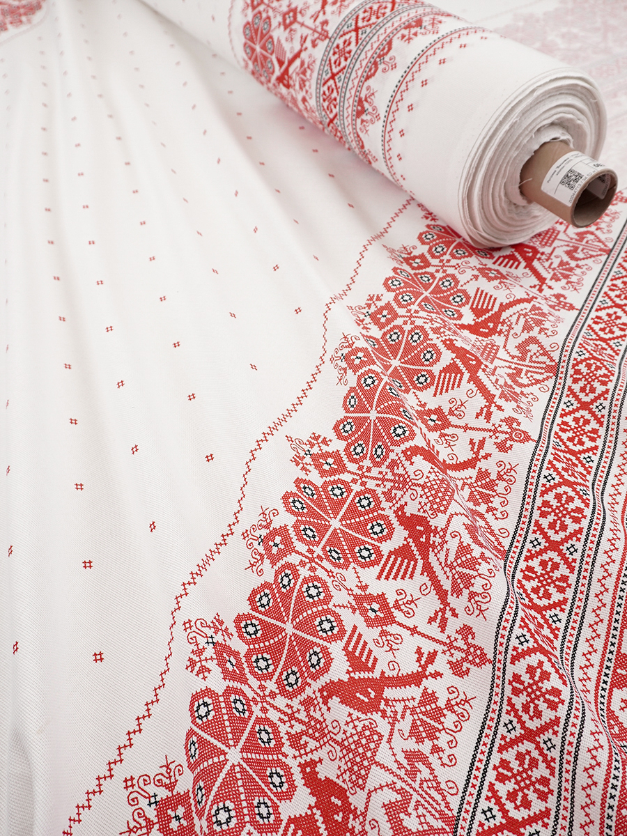 Рогожка "Вышивка - птицы", ш.1.5м, хлопок-100%, 165гр/м.кв