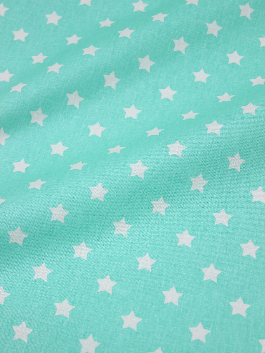 Поплин "Мелкие звезды на мятном", СОРТ2, ш.1.5м, хл-100%, 115гр/м.кв