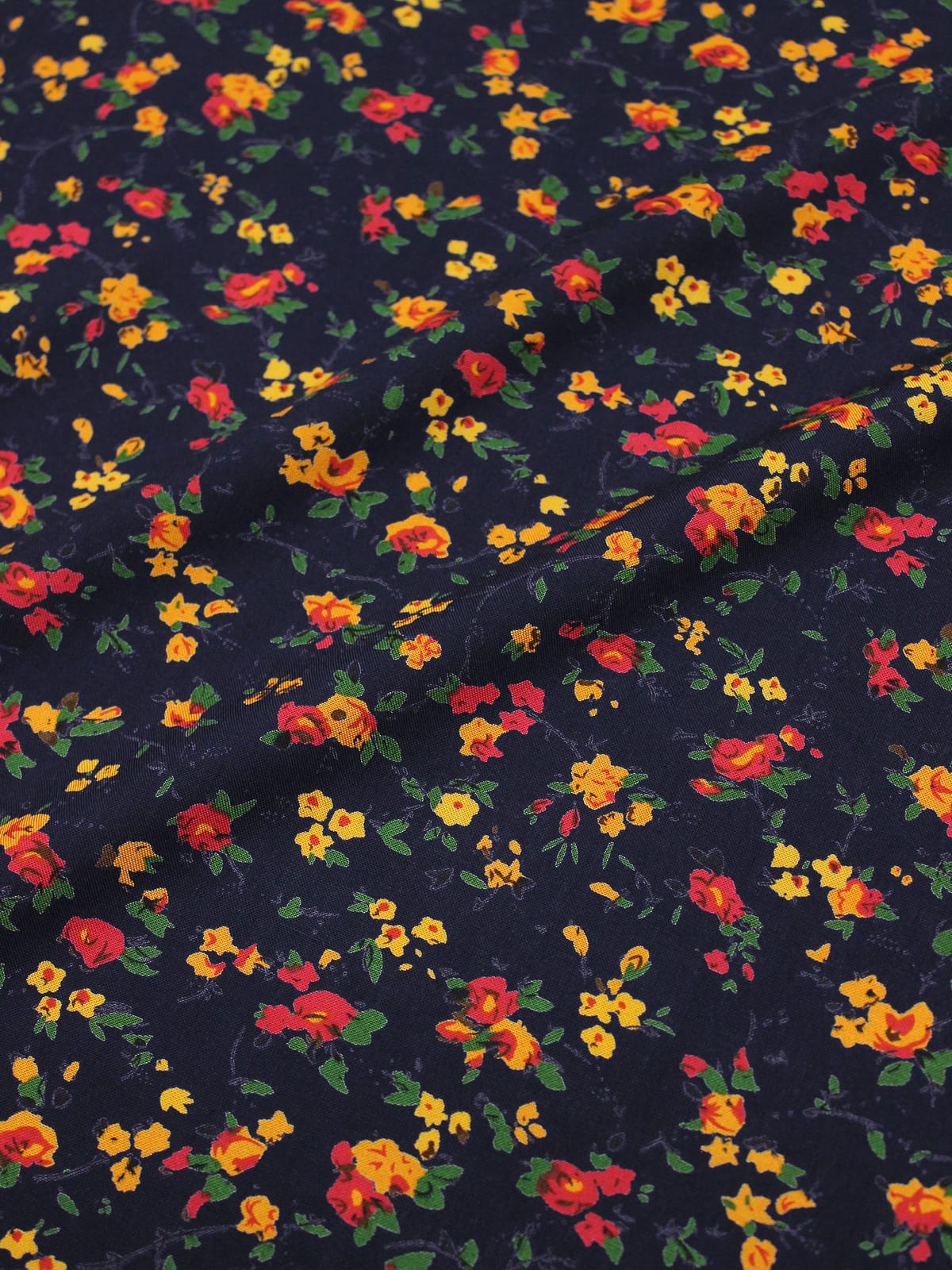 Штапель Премиум "Цветочная грация" цв.чернильный, ш.1.45м, вискоза-100%, 120гр/м.кв