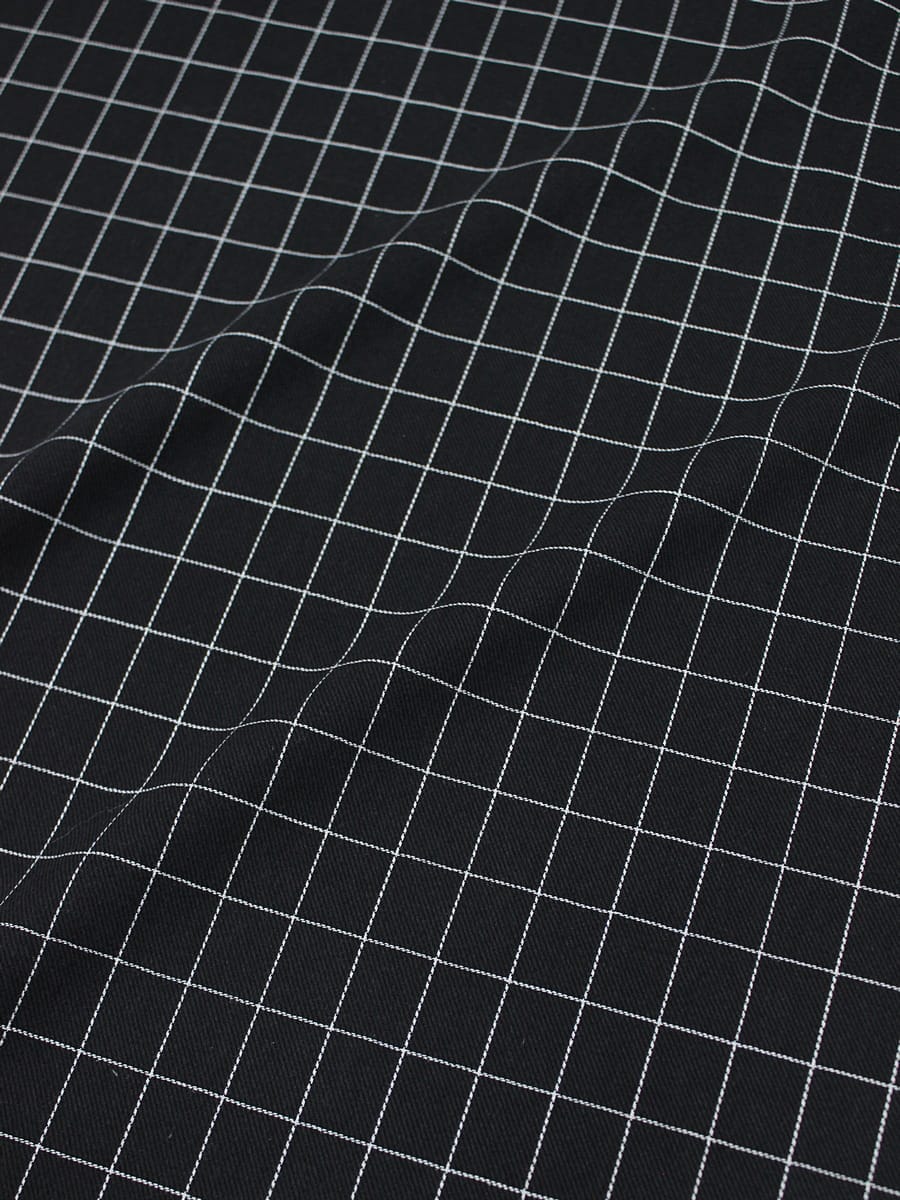 Пестрядь "Крупная клетка(22*18 мм) на черном-2", ш.1.4м, хлопок-95%, п/э-5%, 160гр/м.кв