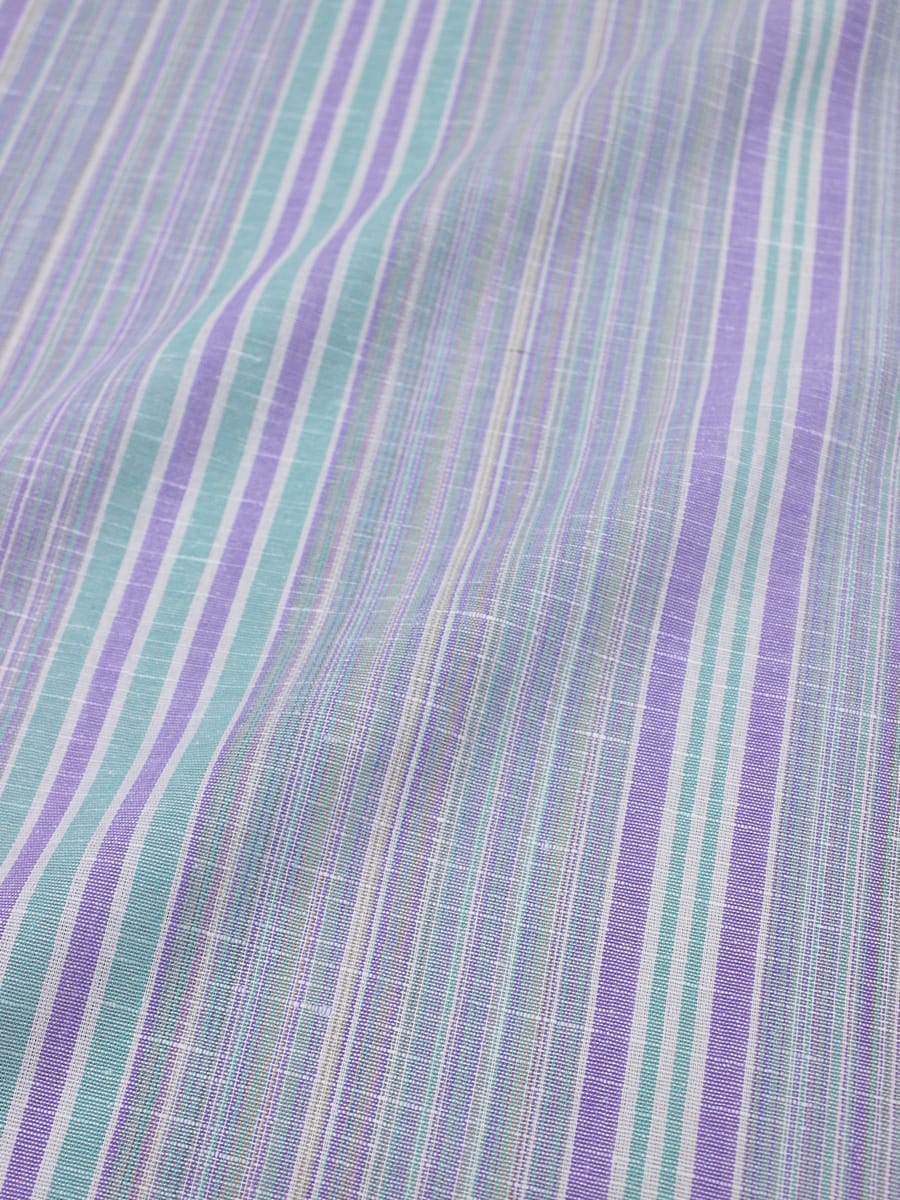 Полулен пестротканый "Полоска" цв.сиреневый/мята, ш.2.2м, лен-30%, хлопок-70%, 125гр/м.кв