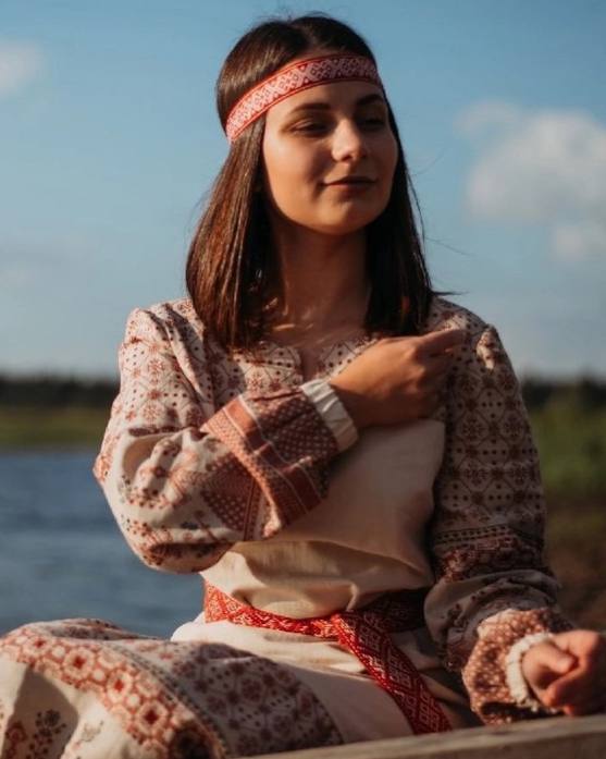 Платье русский стиль из полульна "Макошь"