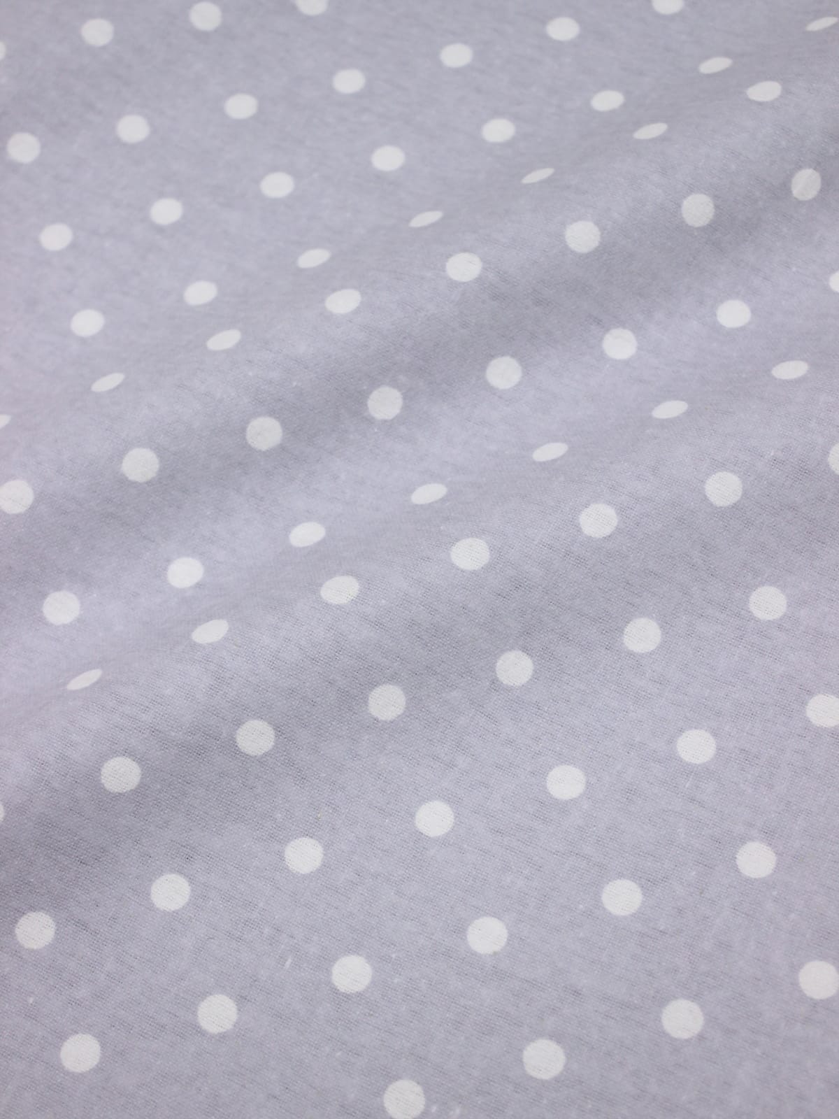 Мерный лоскут (ткань в отрезах) - Теплый хлопок "Белый горох на св.сером с сиреневым оттенком" CОРТ2