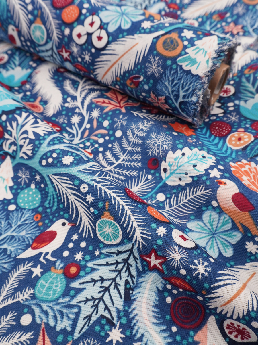 Рогожка "Сказочный мир" цв.синий, ш.1.5м, хлопок-100%, 150гр/м.кв