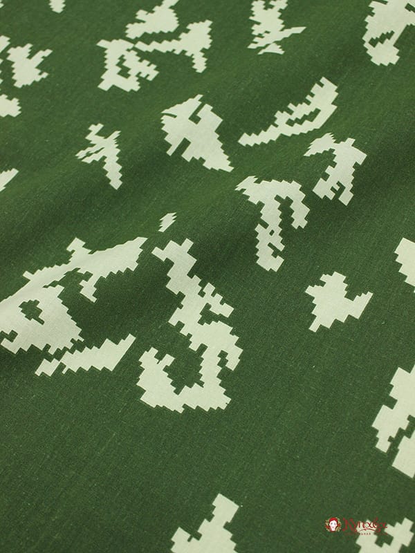 Мерный лоскут(ткань в отезах) - Бязь "Камуфляж - березка" цв.хаки/св.салатовыйГОСТ,ш.1.5м,хл-100%142