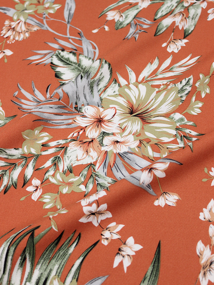 Плательная вискоза "Тропиканка" цв.оранжево-терракотовый, ш.1.47м, вискоза-100%, 135гр/м.кв