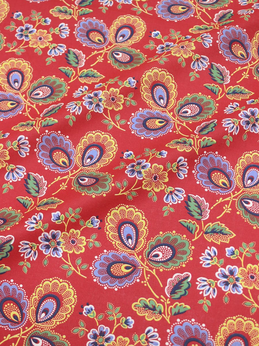 Поплин "Павушка" цв.красный, СОРТ2, ш.1.5м, хлопок-100%, 110гр/м.кв