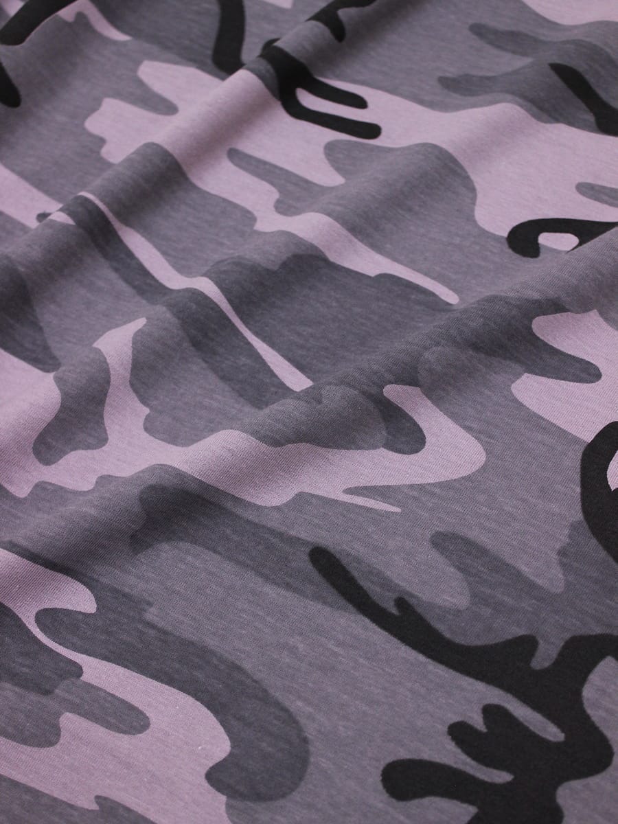 Трикотаж Кулир.гладь "Камуфляж" цв.серо-лиловый, ш.1.96м(0.98м*2,чулок), Карде, хлопок-100%, 145гр/м.кв