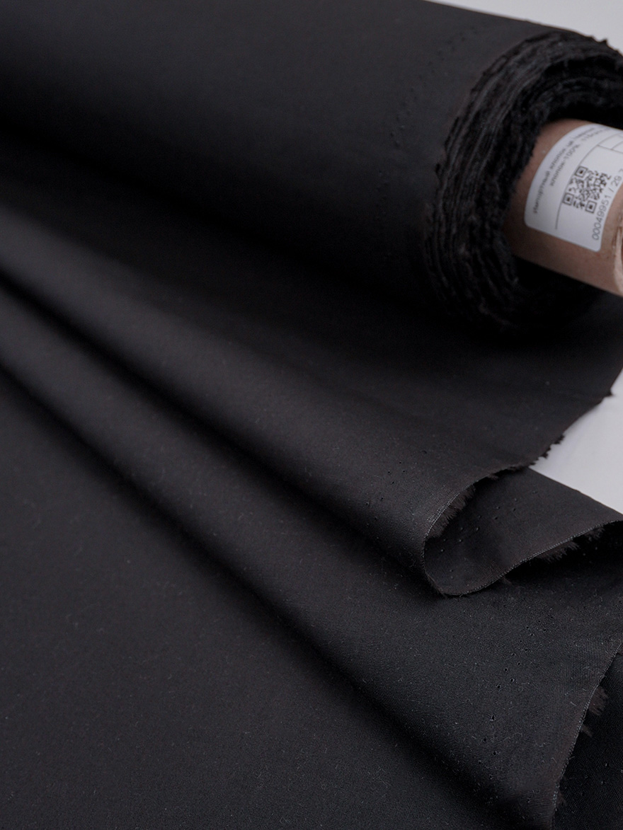 Брак(уценка) Импортный хлопок цв.Черный, ш.1.55м, хлопок-100%, 115гр/м.кв