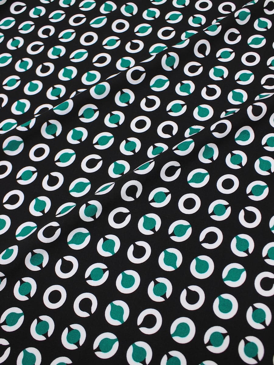 Штапель "Витро" цв.черный/нефритовый, ш.1.41м, вискоза-100%, 90гр/м.кв