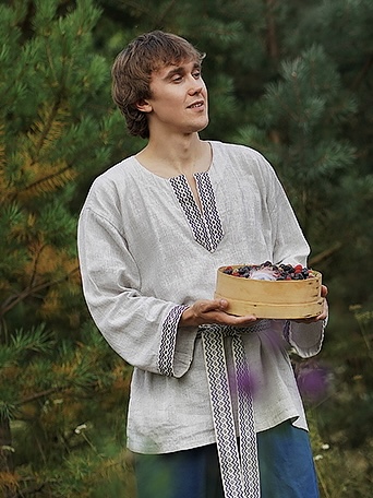 Мужской образ из рогожки в народном стиле