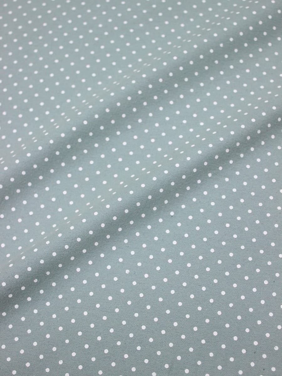 Теплый хлопок "Белый горох (2мм)" цв.голубой мох, СОРТ2, ш.1.48м, хлопок-100%, 140гр/м.кв