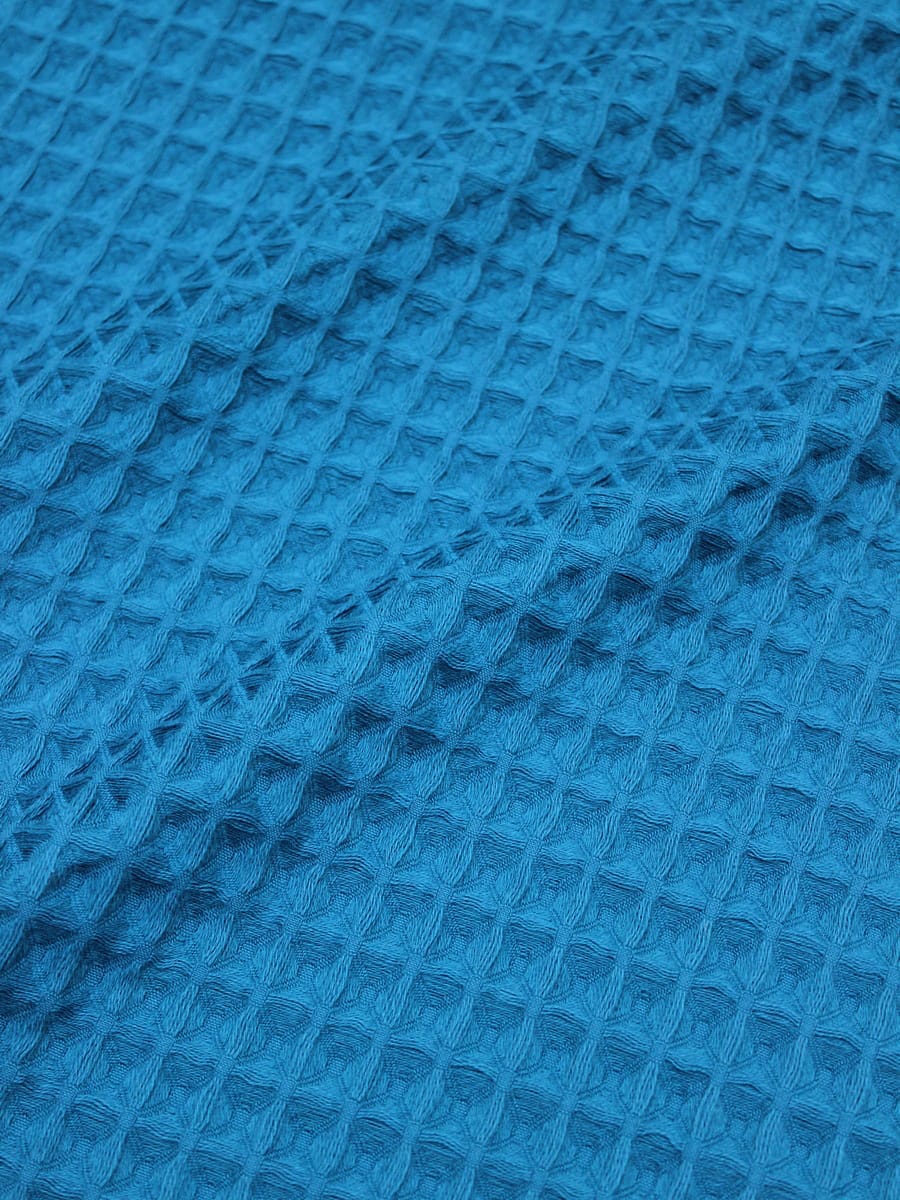 Вафельное премиум-полотно "Бохо" цв.темная бирюза, ш.1.75м, хлопок-100%, 230гр/м.кв