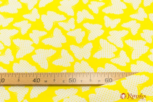 Бязь Бабочки в мелкий горох на желтом ,1.5 м. хлопок-100 %