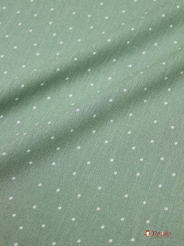 Брак(уценка) Креп-вискоза с эфф.жатости "Россыпь пшена на винтажно-мятном", ш.1.38м, вискоза 100%