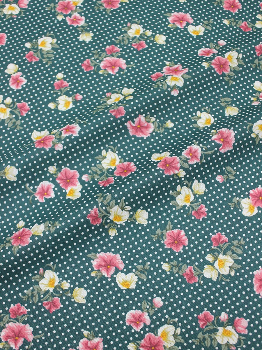 Бязь "Ипомея на темно-зеленом", ш.1.5м, хлопок-100%, 120гр/м.кв