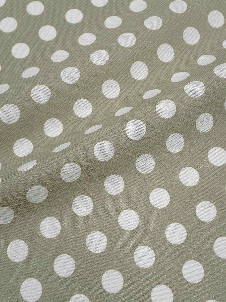 Мерный лоскут (ткань в отрезах) - Рогожка "Белый горох (20мм) на св.оливково-сером", ш.1.5м