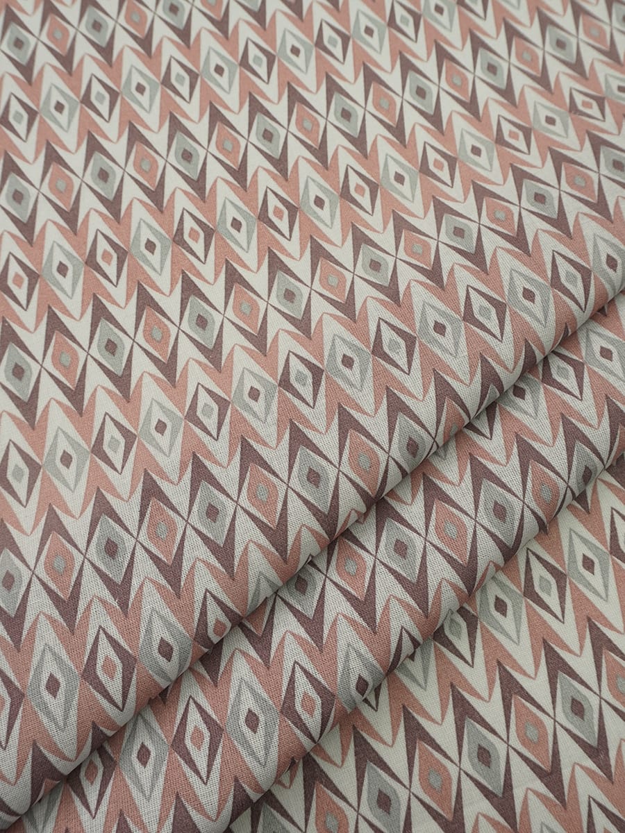 Мерный лоскут Ситец "Восточные ромбы" цв.коричневый/серый, ш.0.8м, хлопок-100%, 85гр/м.кв