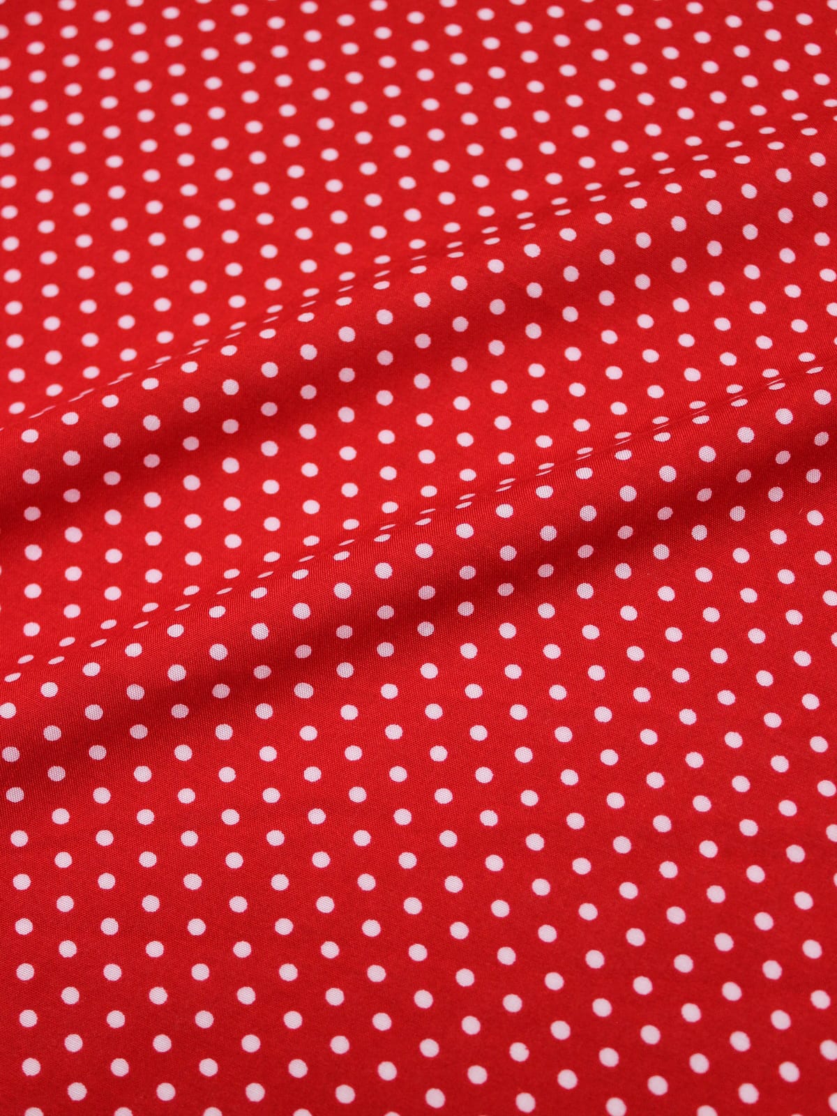 Штапель "Белый горох (3мм)" цв.красный, ш.1.45м, вискоза-100%, 90гр/м.кв