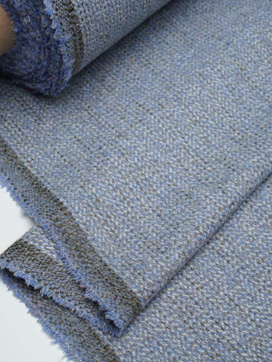 Шерсть пальтово-костюмная Твид "Елочка" цв.серо-голубой, ш.1.5м, шерсть-20%, п/э-80%, 370гр/м.кв