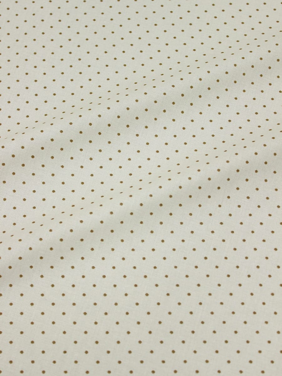 Мерный лоскут(ткань в отрезах)Бязь "Очень мелкий темный горох (2мм) на св.бежево-молочном", ш.1.5м, хлопок-100%, 138гр/м.кв