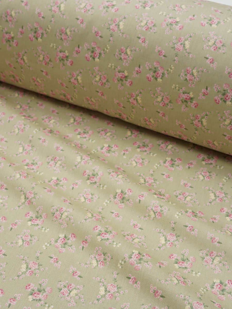 Сатин "Крошечная нежность" цв.св.оливково-серый, ш.2.35м, хлопок-100%, 110гр/м.кв
