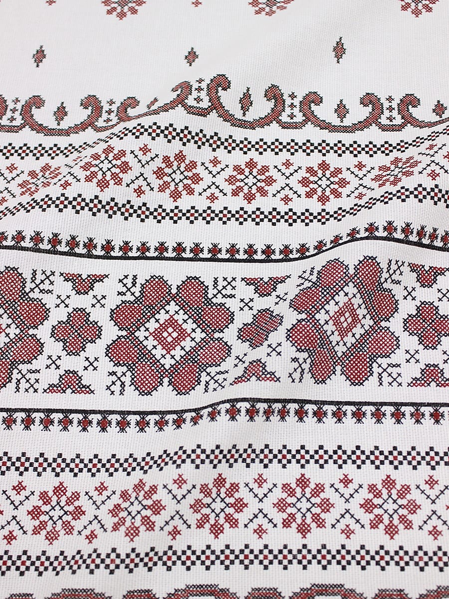 Рогожка "Снежинка (красная на белом)", СОРТ2, ш.1.5м, хлопок-100%, 165гр/м.кв