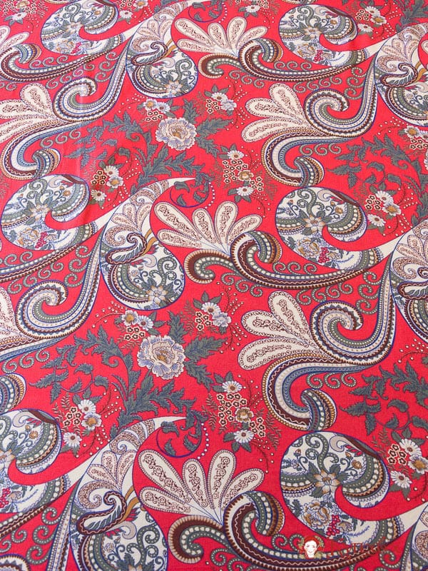 Ситец "Старинные узоры на винтажно-красном", ш.0.8м, хлопок-100%, 86гр/м.кв