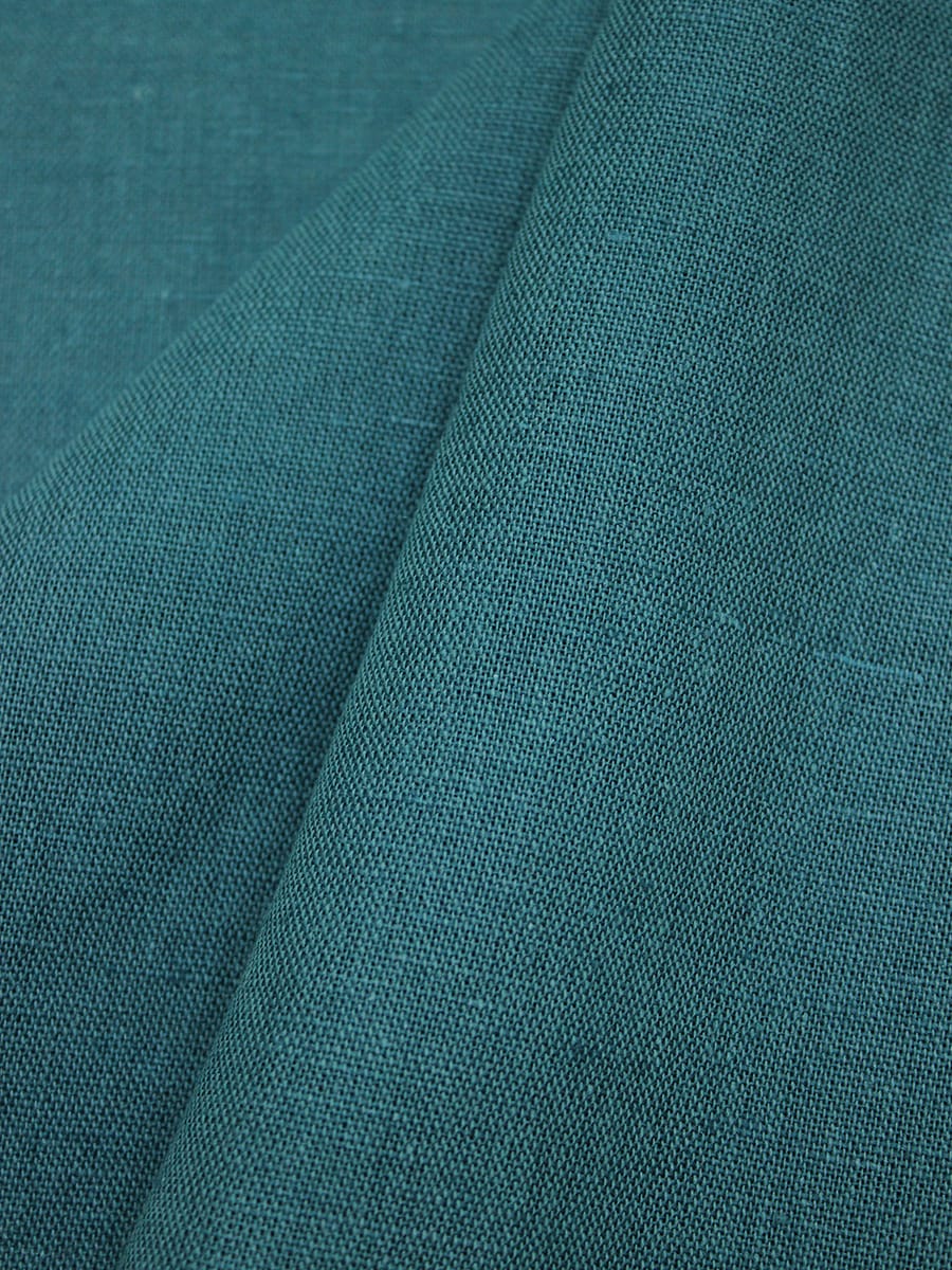 Полулен с умягчением цв.Темная бирюзовая морская волна, ш.1.5м, лен-57%, хлопок-43%, 200гр/м.кв