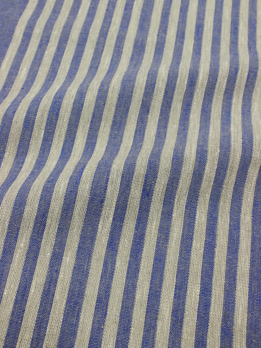 Холст-дорожка "Полоски синие" цв.натуральный, ш.0.5м, лен-100%, 305гр/м.кв