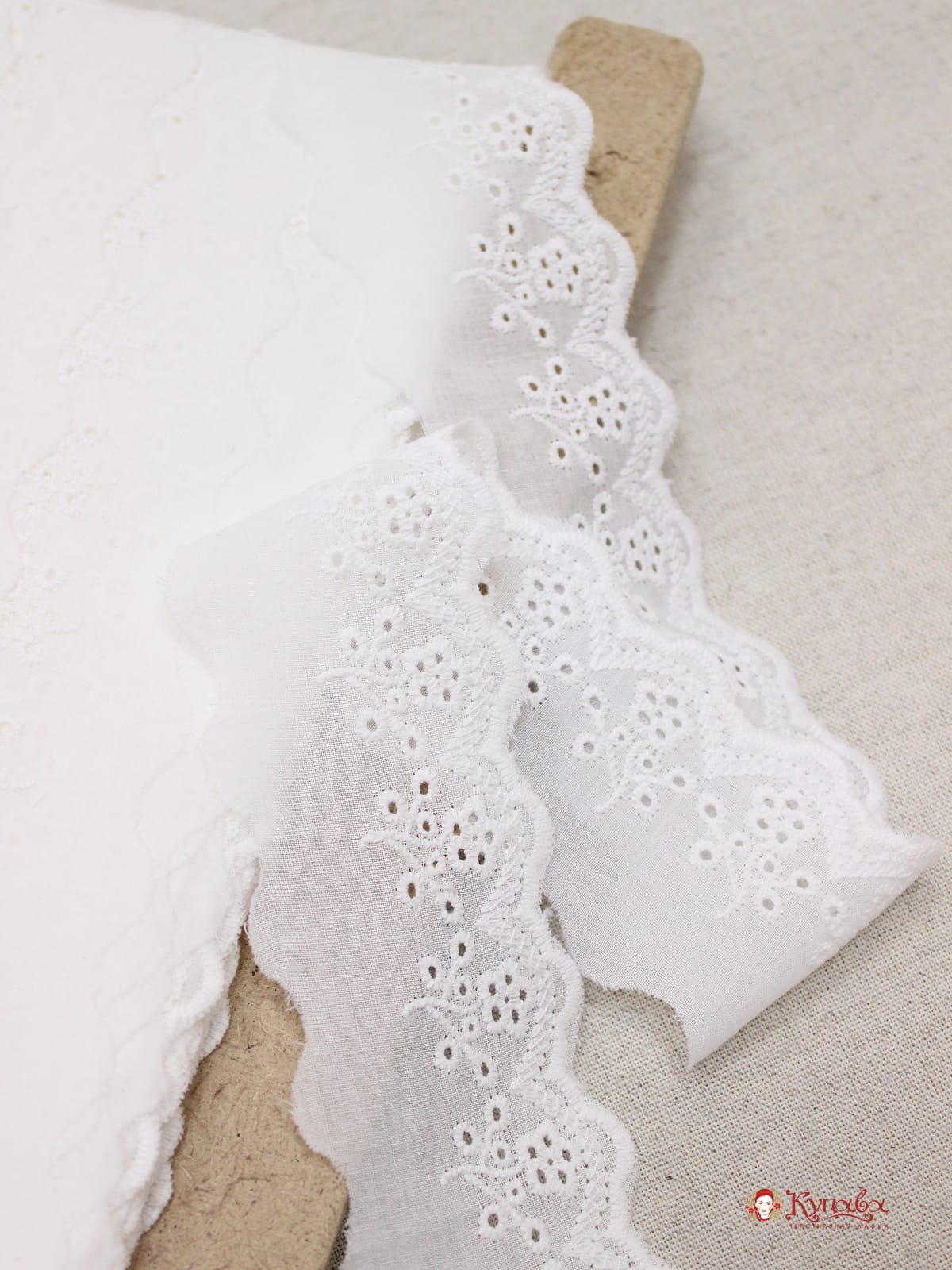 Шитье цв.молочный (общая ширина 50мм, ширина вышивки 35мм), хлопок-100%, батист