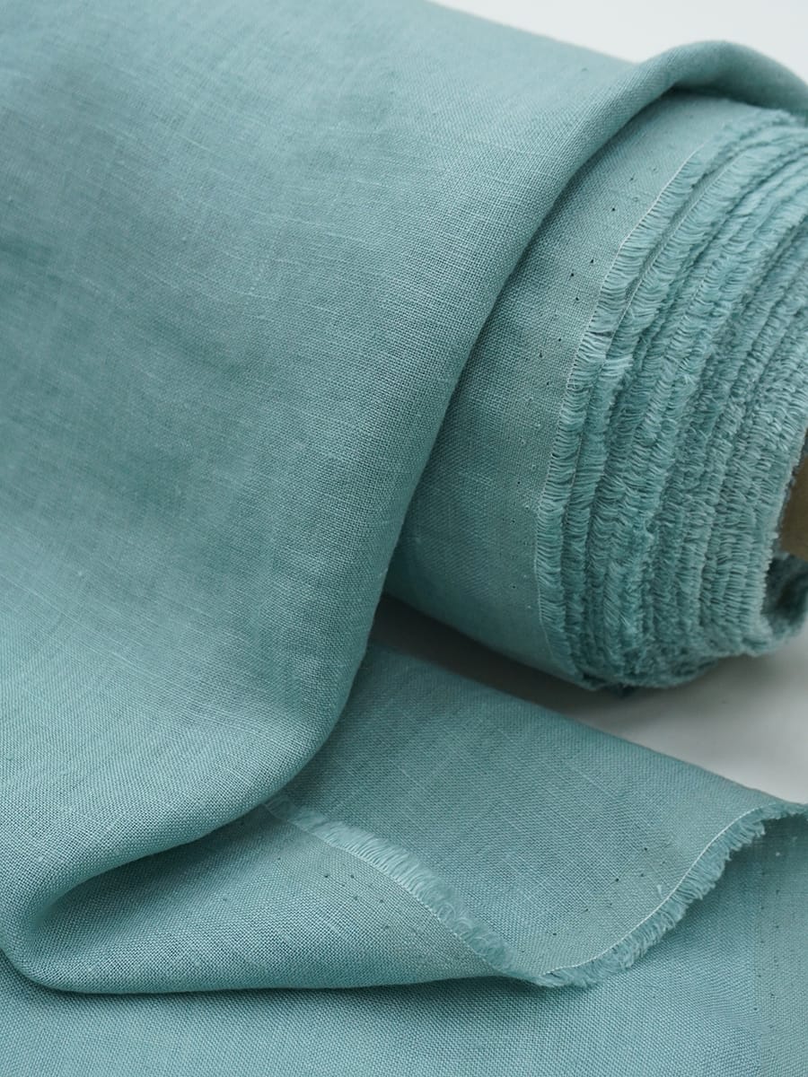 Лен постельный с эффектом мятости цв.Светло-голубой мох, ш.2.5м, лен-100%, 165гр/м.кв