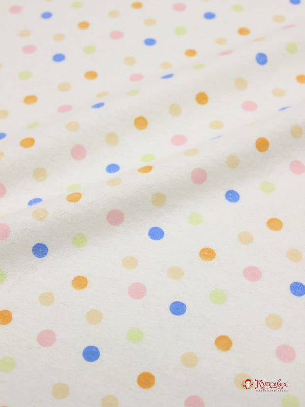 Фланель "Разноцветный горошек на молочном", ш.0,87м, хлопок-100%, 160гр/м.кв