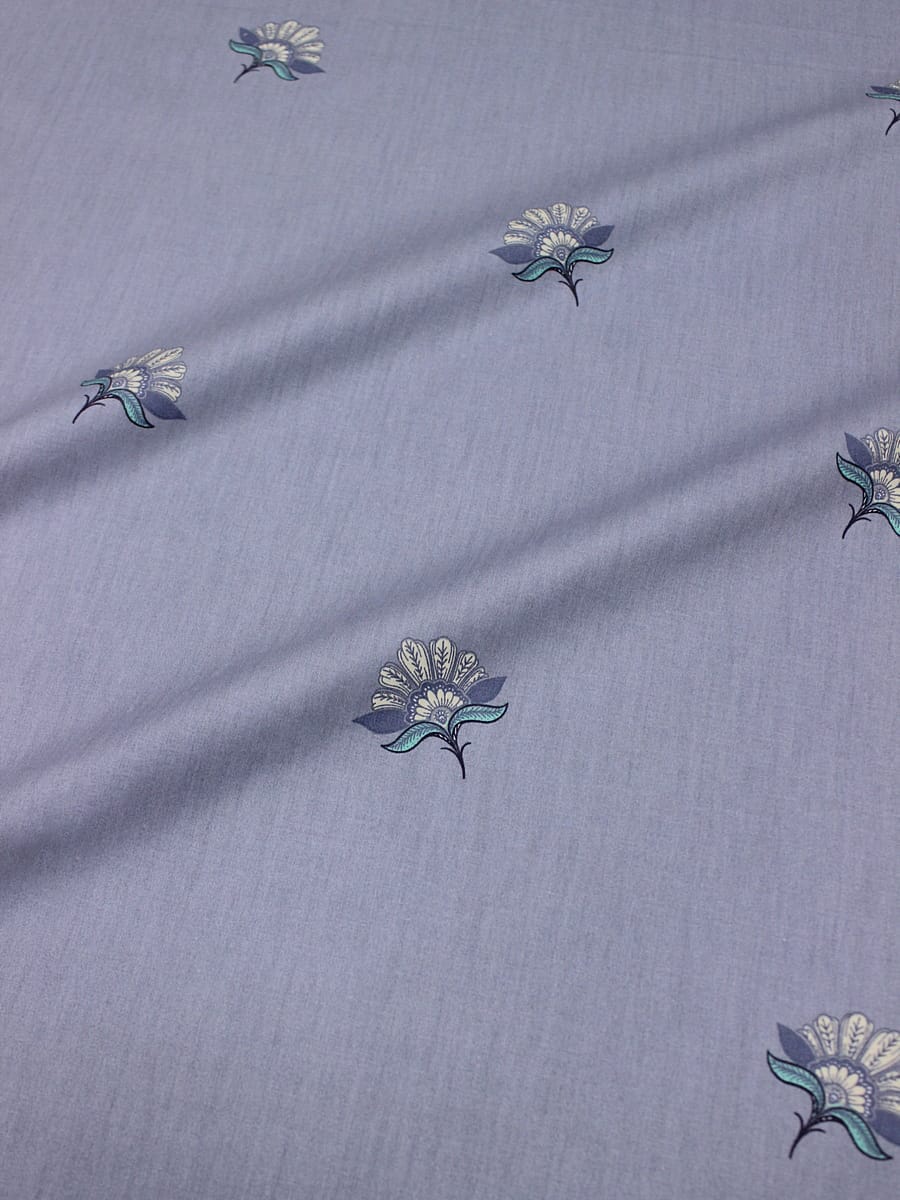 Сатин "Инесса - соцветия" цв.серо-фиолетовая дымка, (комп), ш.1.60м, хлопок-100%, 110гр/м.кв