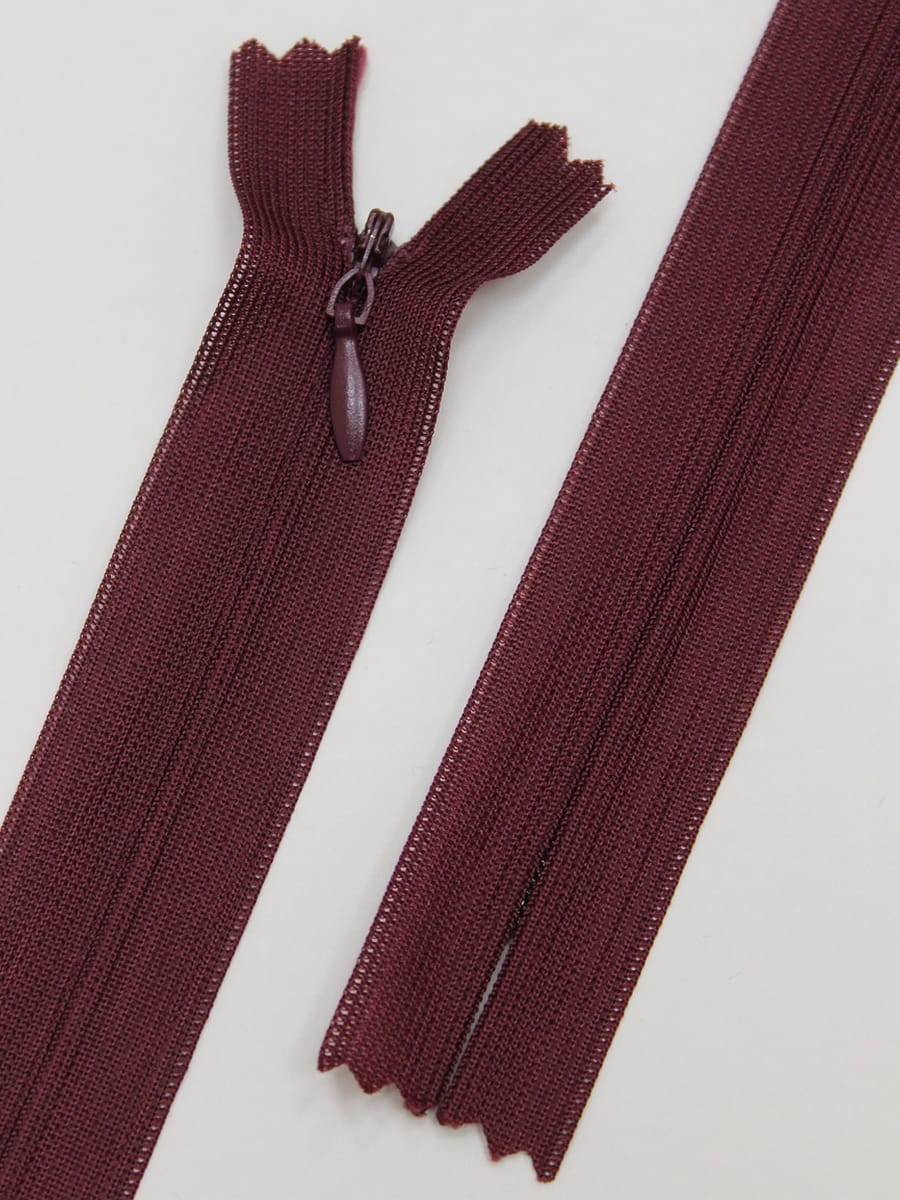 Молния потайная н/р цв.темно-бордовый, 50см, нейлон