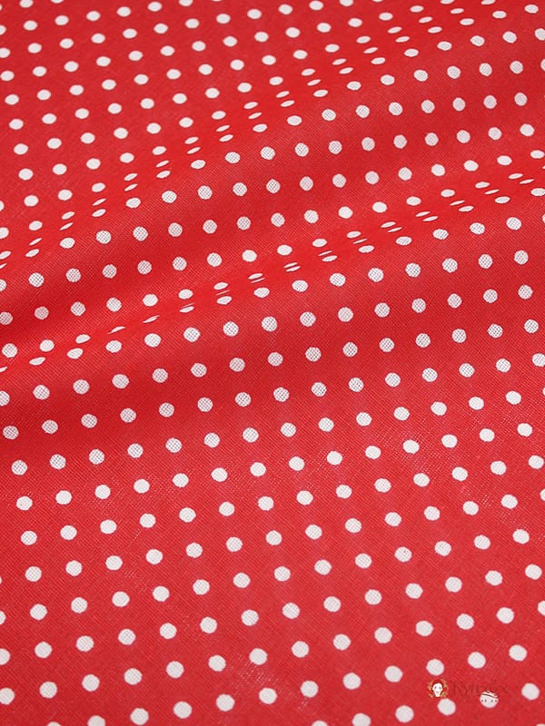 Бязь "Горох на красном-4", ш.1.5м, хлопок-100%, 120гр/м.кв