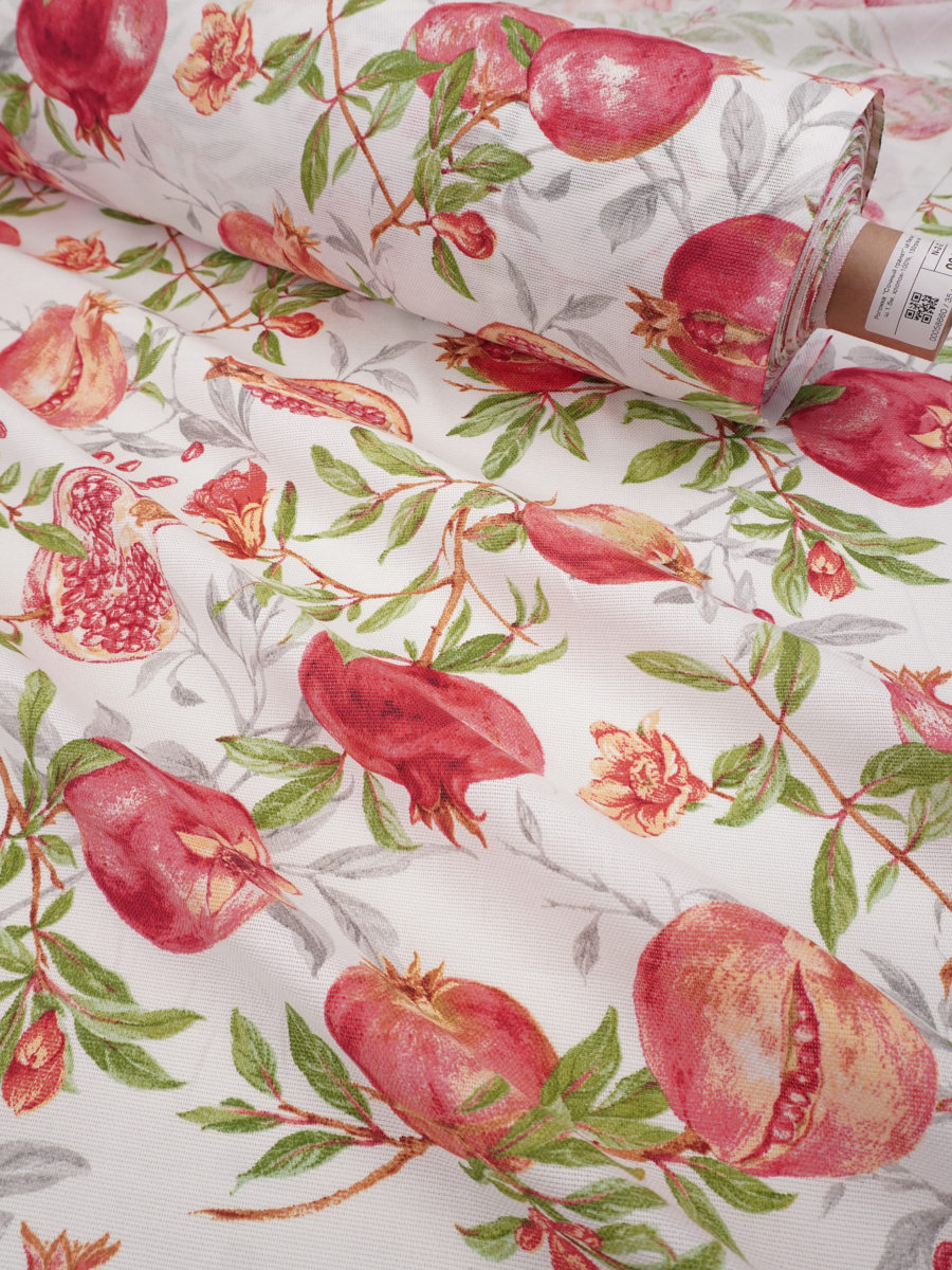 Рогожка "Сочный гранат" цв.белый, ш.1.5м, хлопок-100%, 150гр/м.кв