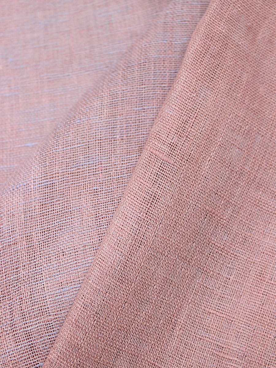 Лен двухслойный - сетка цв.коралловый св.розовый/голубой, СОРТ2, ш.1.6м, лен-100%, 235гр/м.кв