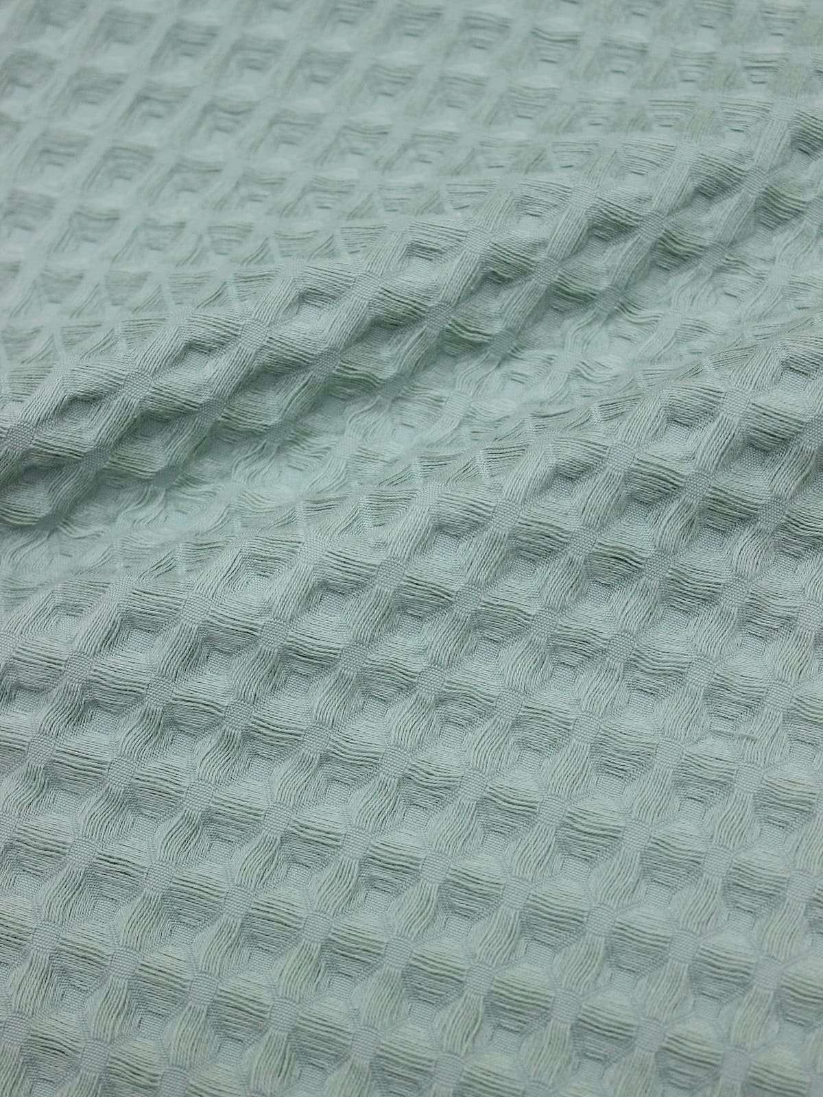 Вафельное премиум-полотно "Бохо" цв.св.мятная дымка, ш.1.44м, хлопок-100%, 240гр/м.кв